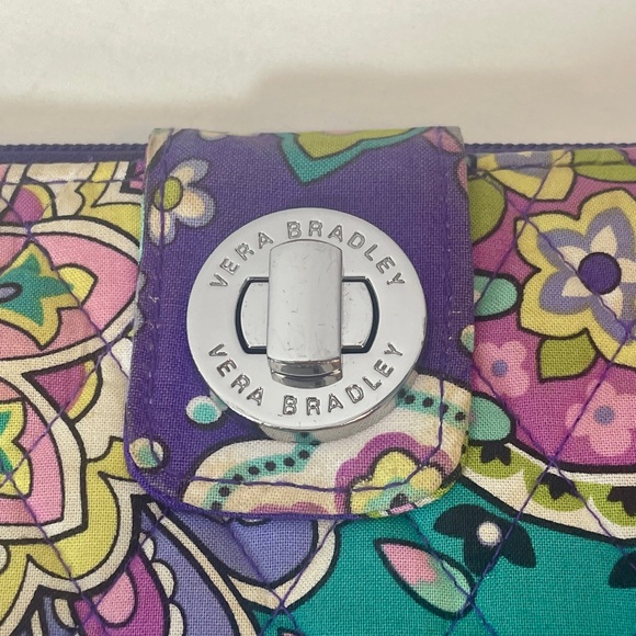 Vera Bradley Purple Paisley Floral Quilted Zip-Around Wallet - Picture 8 of 15